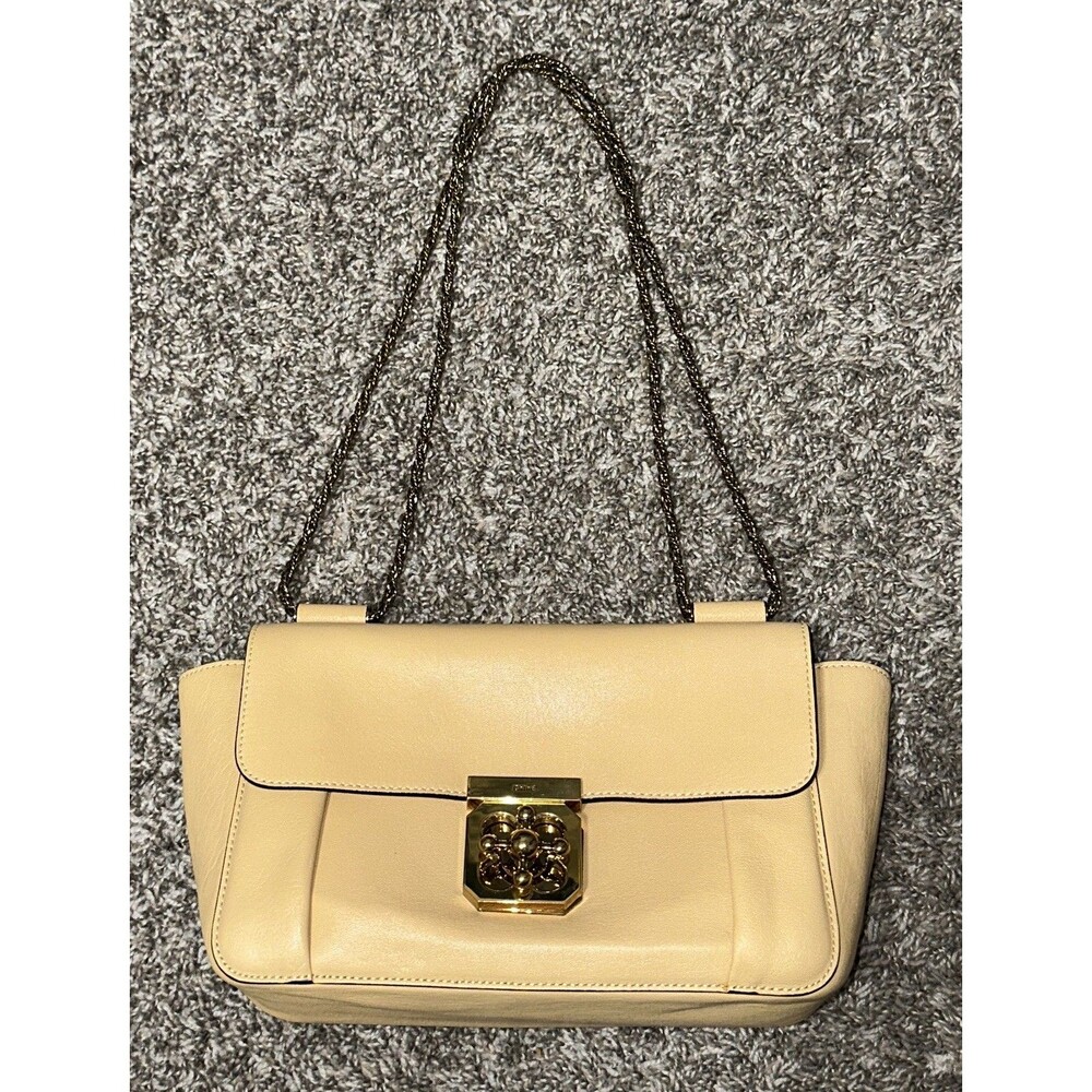 Chloe Buttercream Leather Flap Medium Turn-Lock Gold Convertible Crossbody Bag - Picture 2 of 13